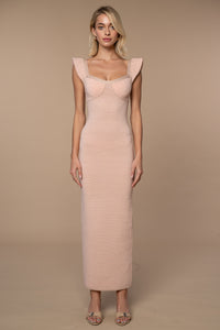 Marlowe Column Dress in Peach + Gold Lurex Marlowe Column Dress in Peach + Gold Lurex