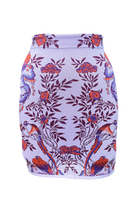 Alessia Bird Mini Skirt in Pastel Lilac